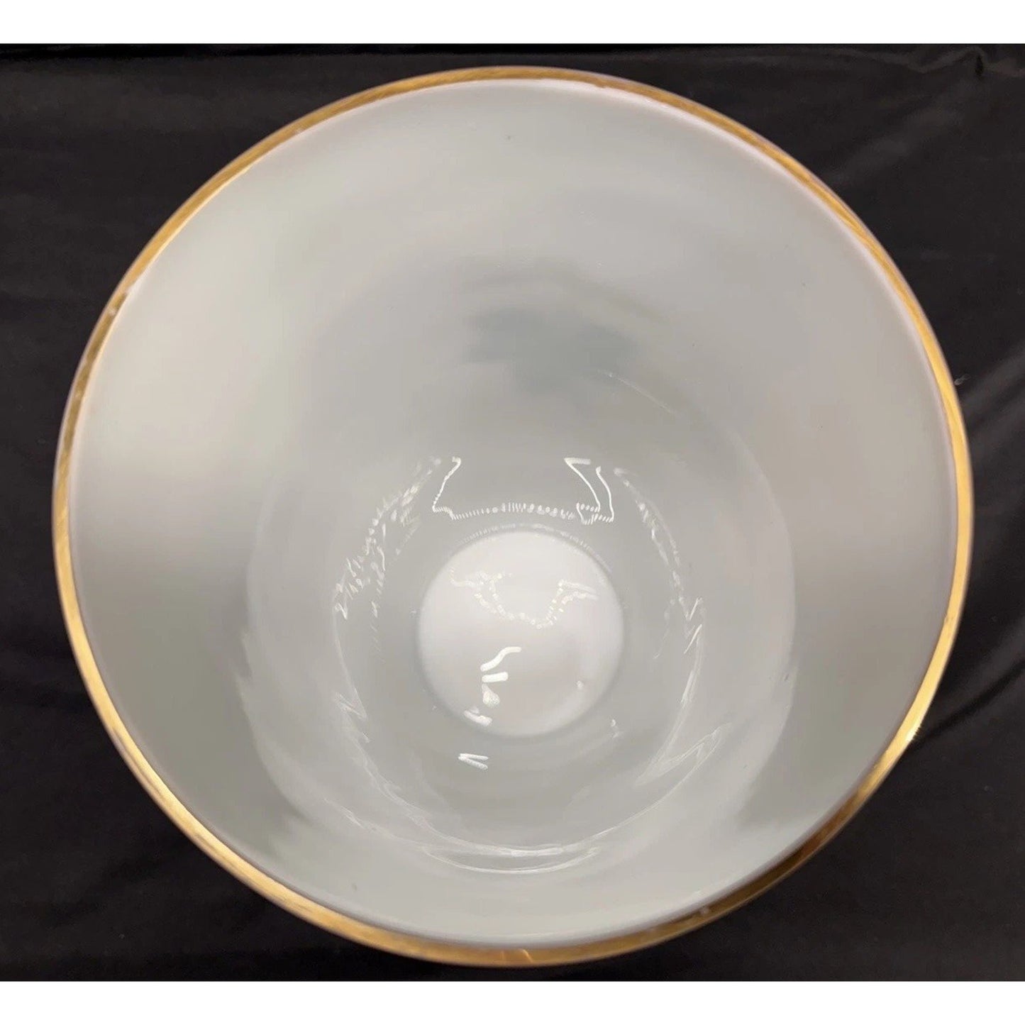 White vintage Opaline Glass Handpainted Vase with green ivy grape leaves 10.25”