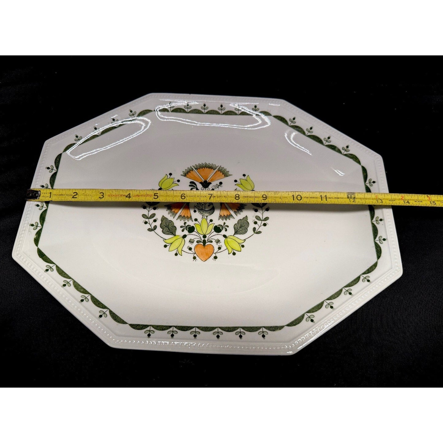 Set of 2 Johnson brothers Greenfield oval/ octagon platters 13.75” & 15.25” VTG