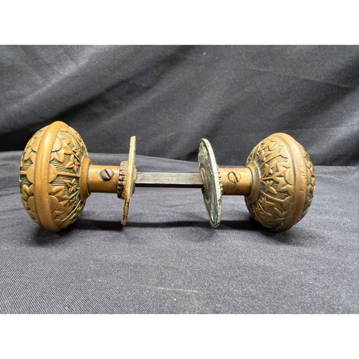 Antique 1880 Solid Bronze Ornate Victorian Style Door Knobb Arcitectural Salvage