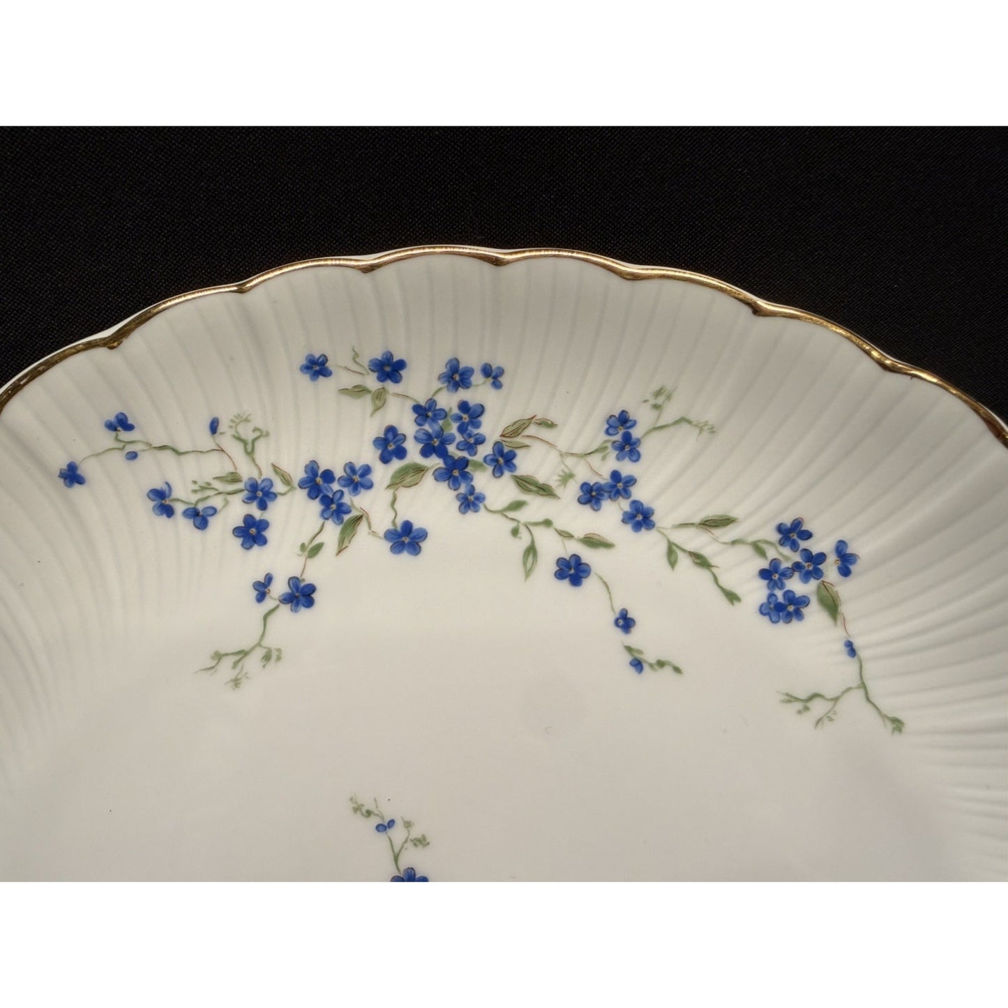 Bernardaud Limoges France Myosotis Handled 11” Cake Plate platter blue flowers