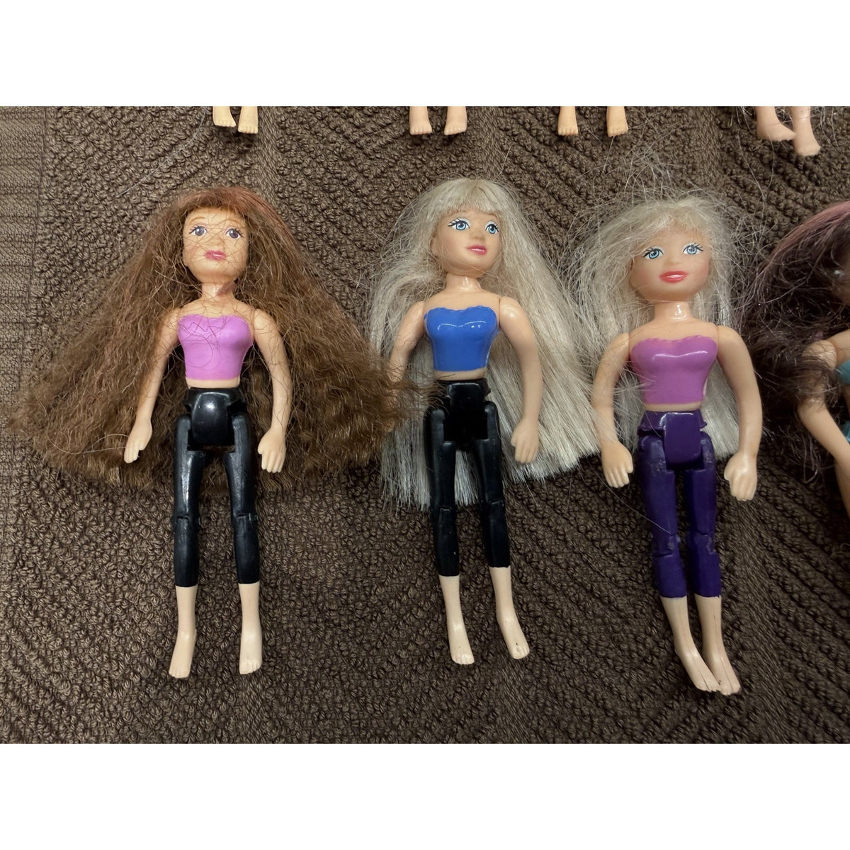 18 Pc Polly Pocket Dolls Vintage 2000's with Brushable hair 3.75" tall