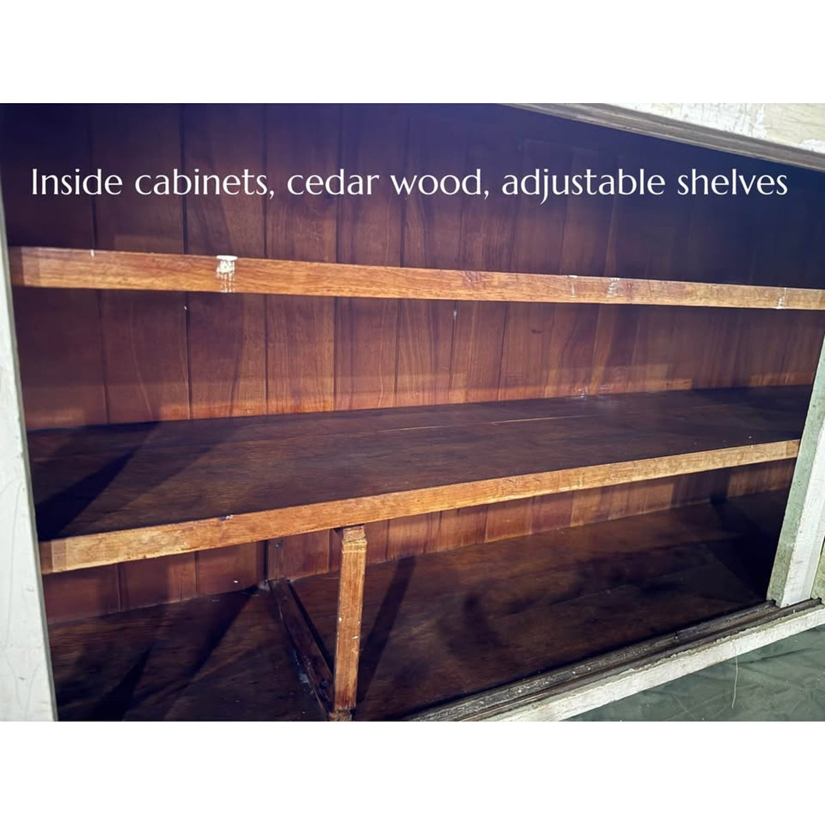 Unique architectural salvage display cabinet w/sliding glass doors/sideboard from late 1800’s