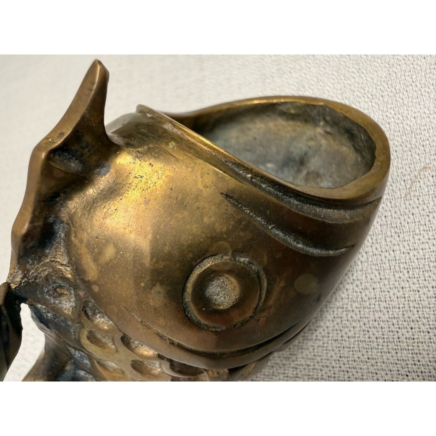 Walter Bosse Mid Century Modern Fish Sculpture Brass Ashtray 1950s 3.5" x2.5"
