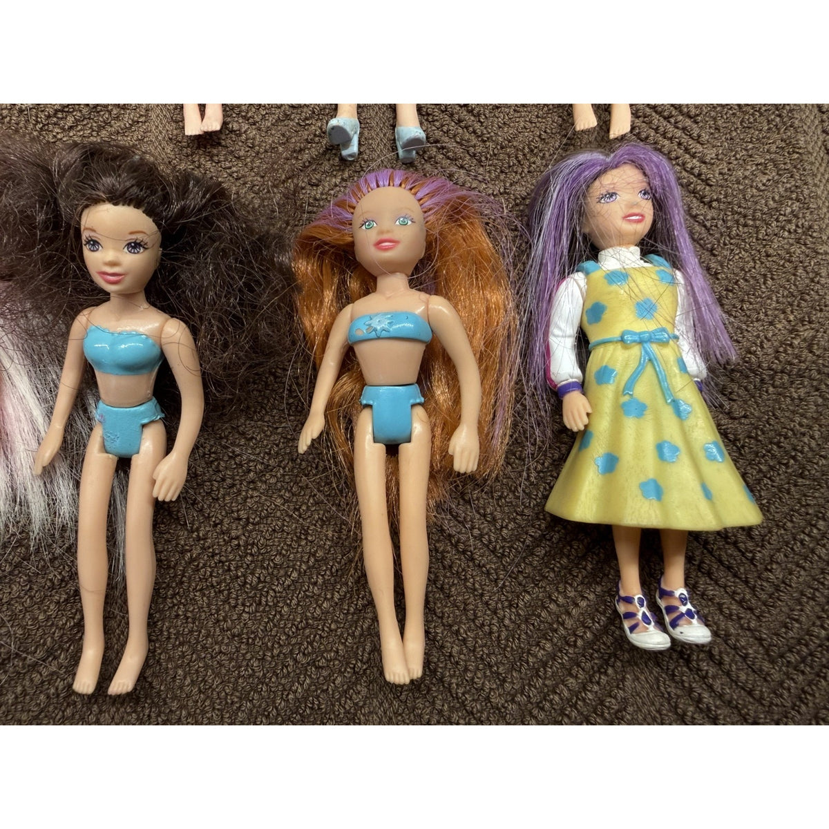 18 Pc Polly Pocket Dolls Vintage 2000's with Brushable hair 3.75" tall
