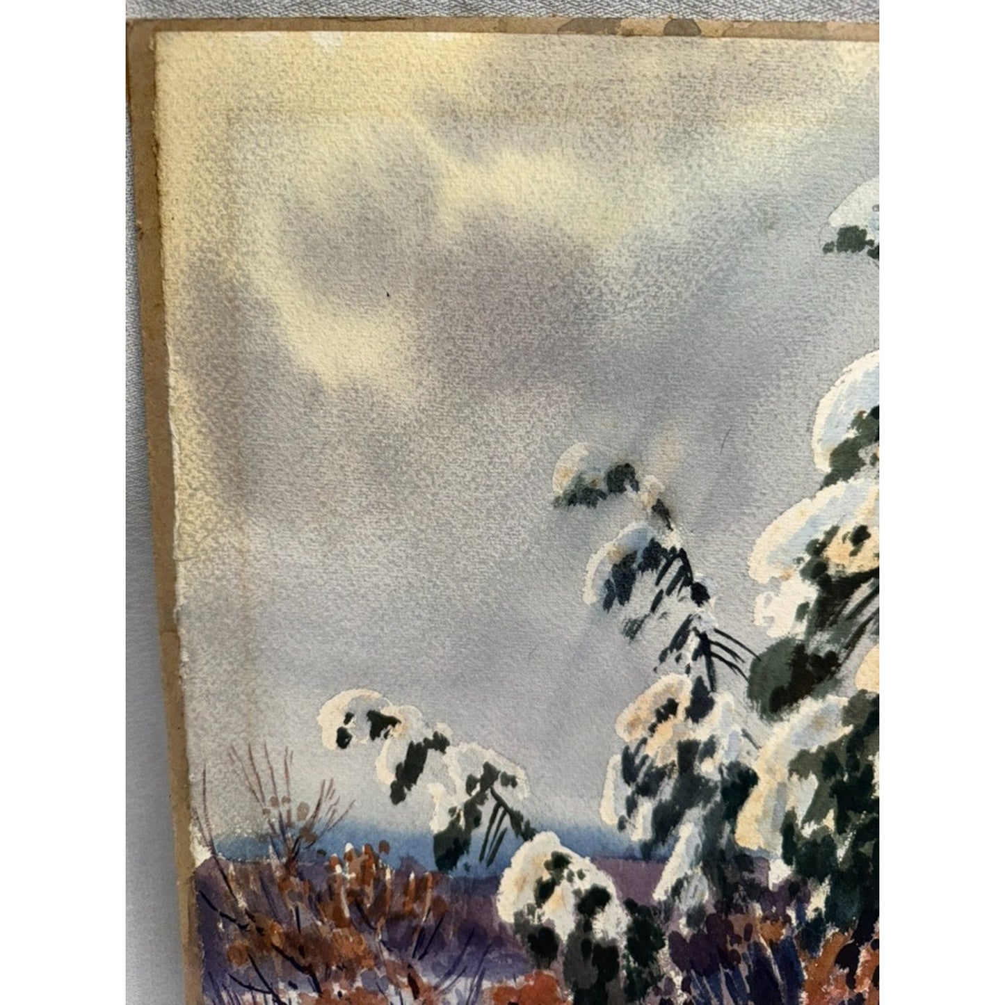 Charles Gordon Harris "Winter Morning" Watercolor Painting Landscape Snow VTG