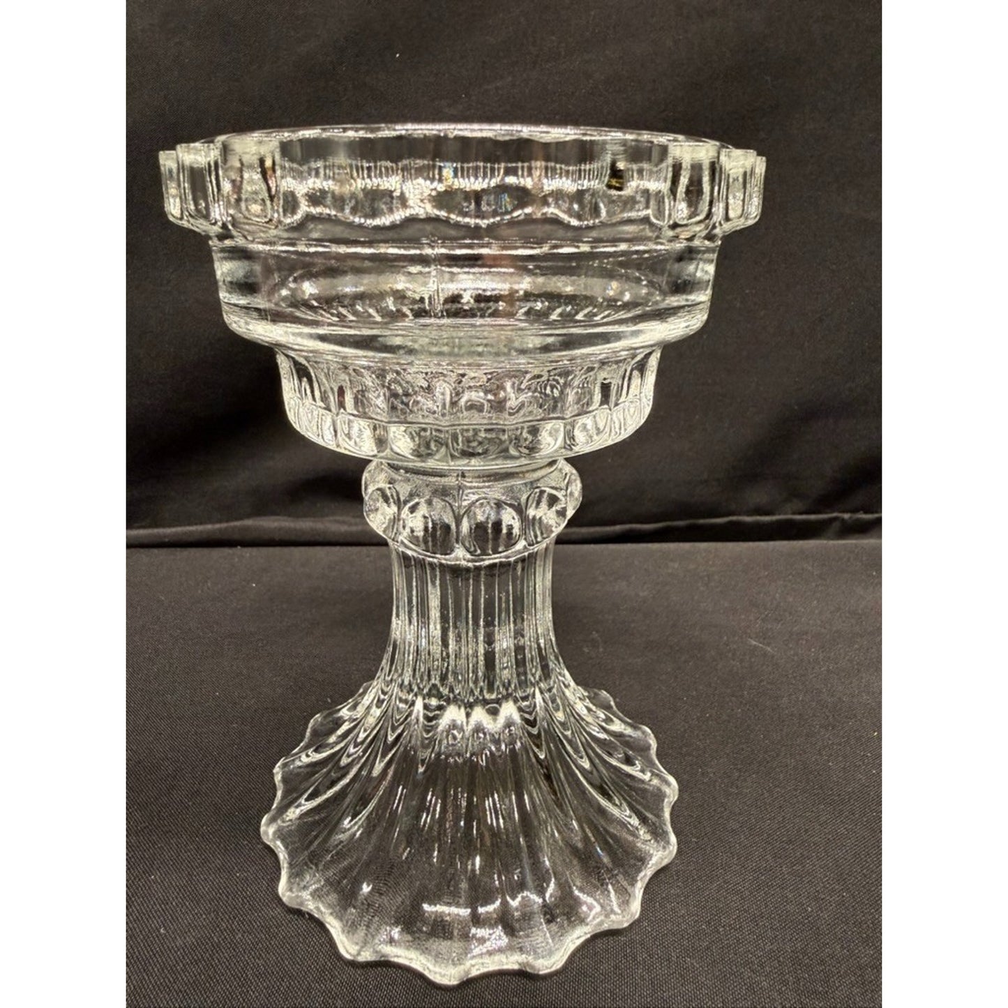 Pair of L.E. Smith Vintage Pink Fairy Lamps Clear Glass Pedestal Candle Holders