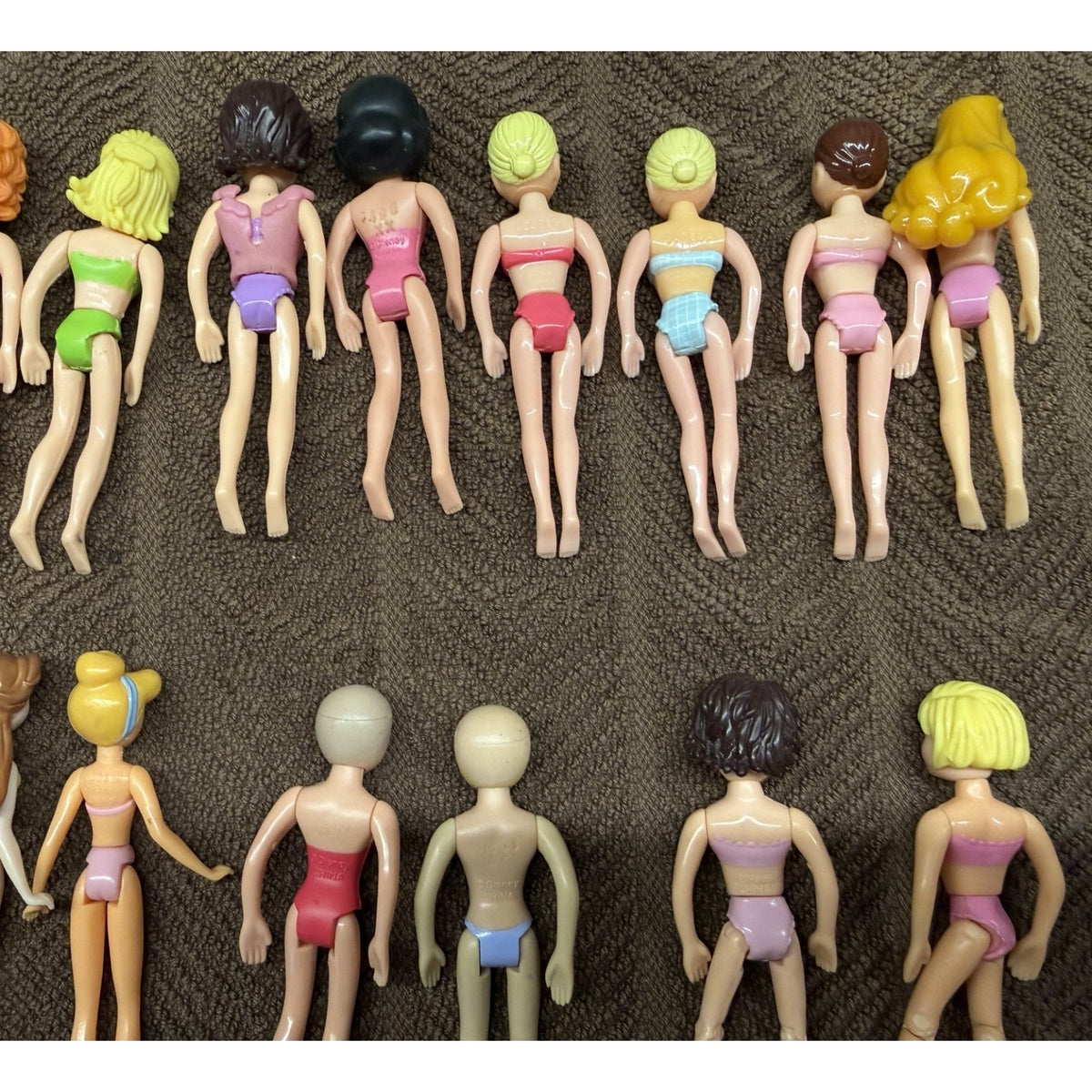 34 Pc Polly Pocket Dolls Including 2 Rick Dolls & Disney 3.5-4" tall Vintage
