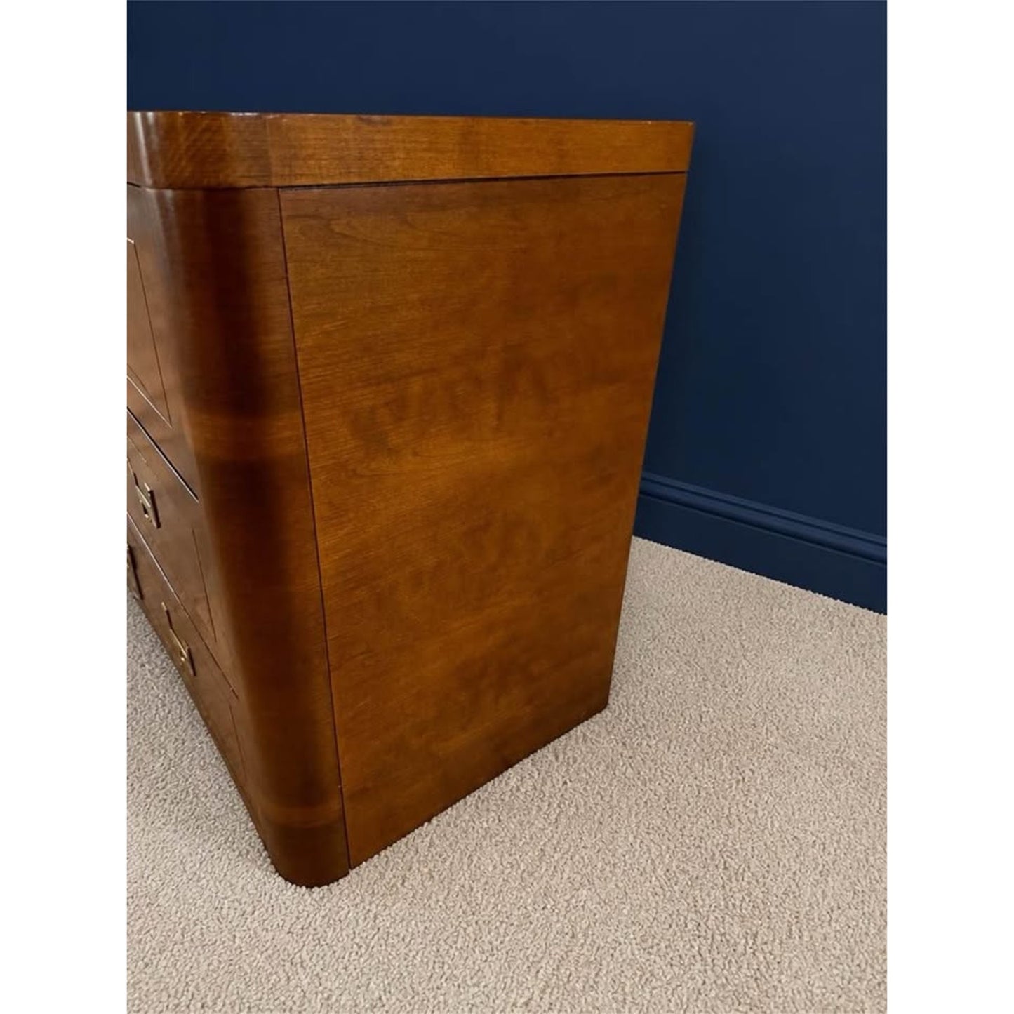 Mid century modern campaign style 9 drawer dresser/credenza brass handles
