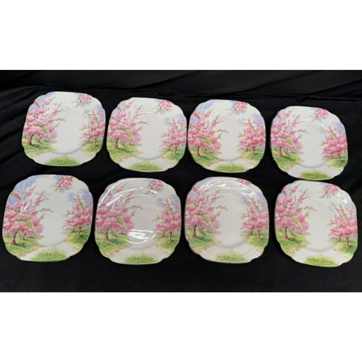 8 Royal Albert England Blossom Time 6.25" Bread Plates Scalloped Rim Pink VTG