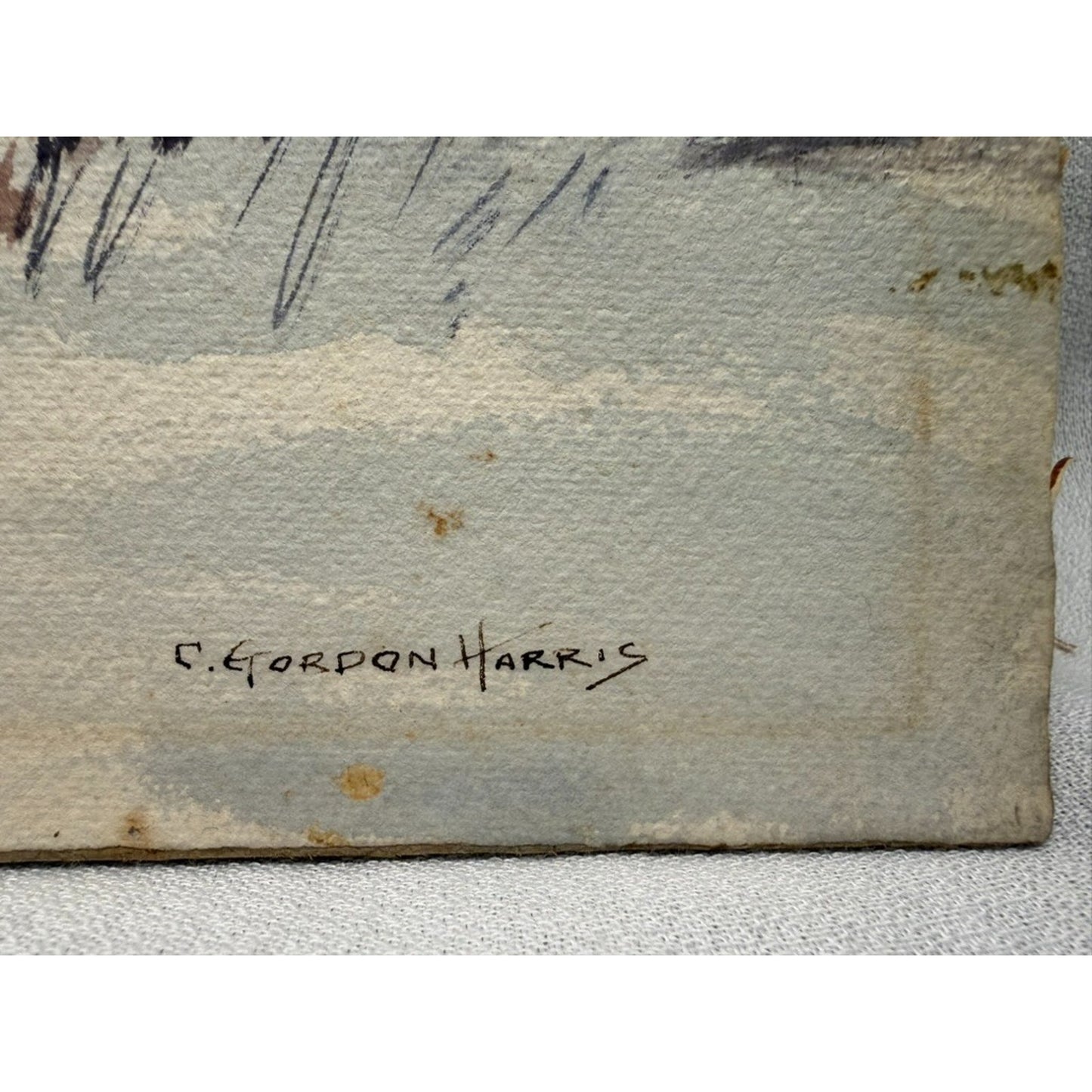 Charles Gordon Harris "Winter Morning" Watercolor Painting Landscape Snow VTG