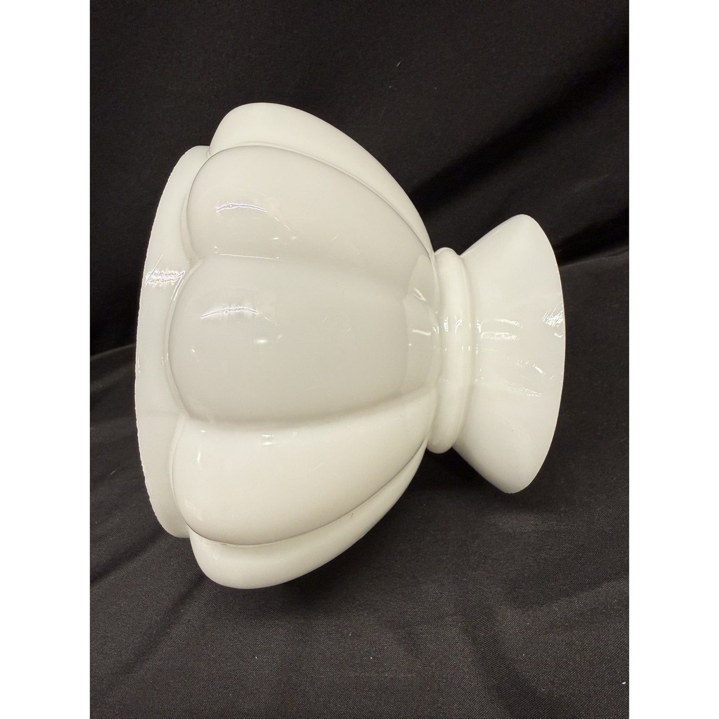 B & P opal White milk glass Melon shade style student Lamp Shade hand blown 6”