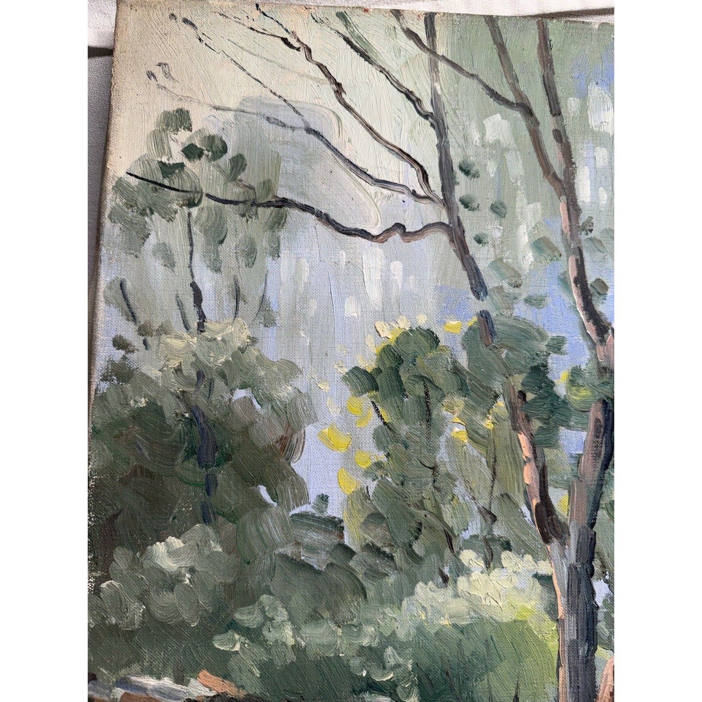 Charles Gordon Harris Painting Man Fishing New England River 30” X 25” Vintage