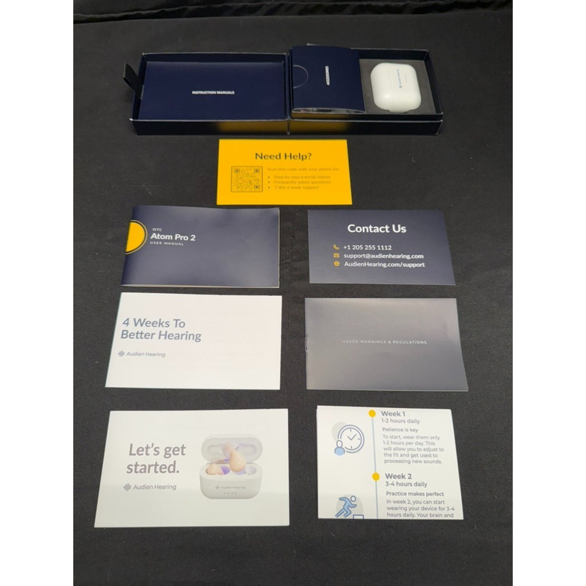 Audien Atom Pro 2 Wireless Rechargeable OTC Hearing Aids- open box