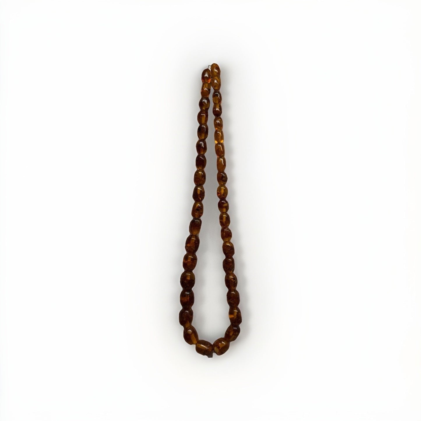 Vintage Baltic amber barrel bead necklace no clasp, pull over head approx. 13”