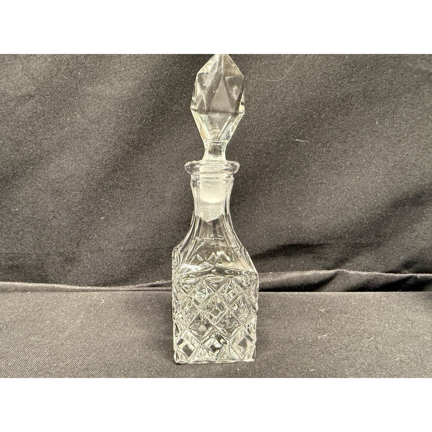 Rare Mini Crystal Clear Glass Cruets & Jam Jar W/ Spoon Set Of 3 Square Vintage