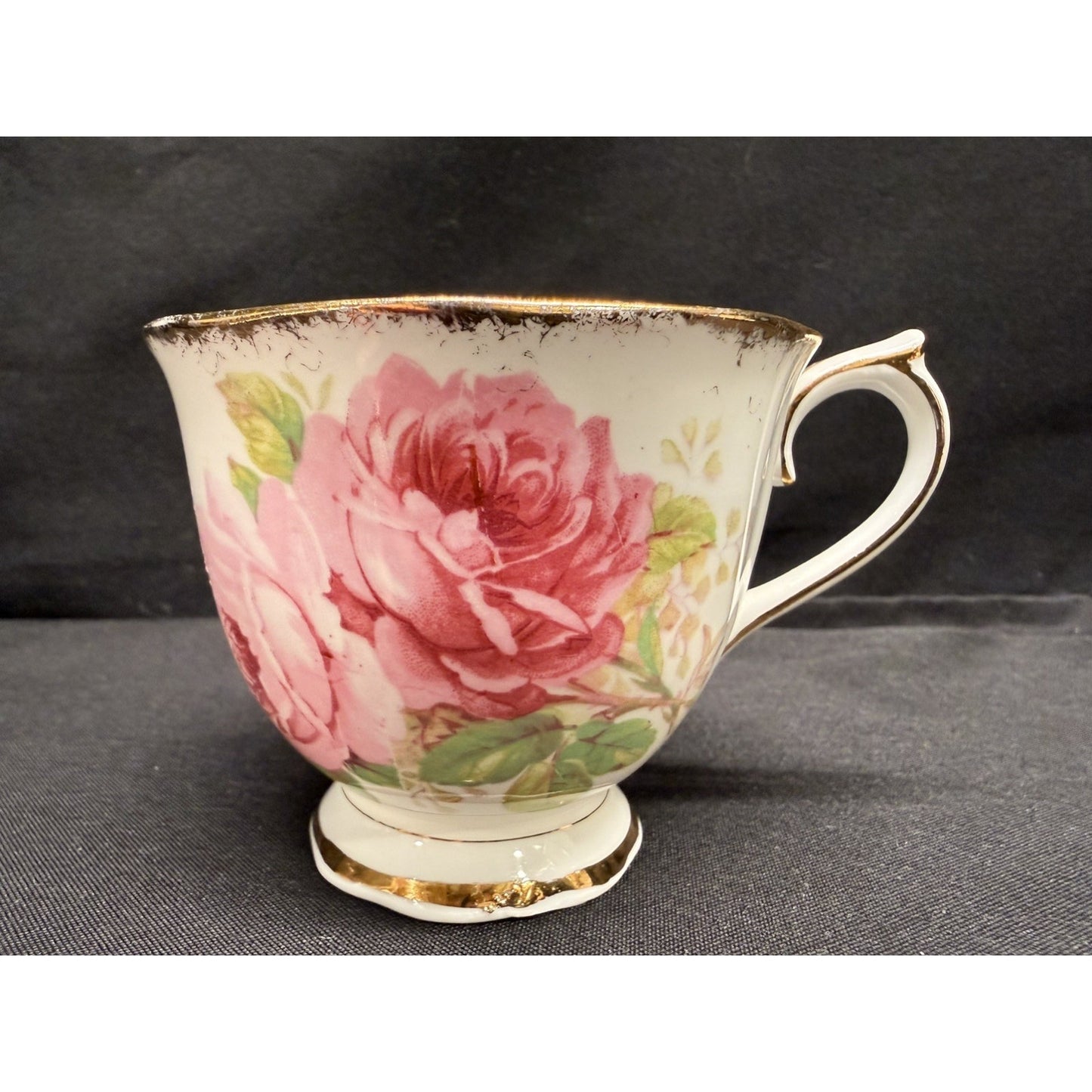 Vintage Royal Albert American Beauty Tea Cup and Saucer Pink Roses Gold Trim