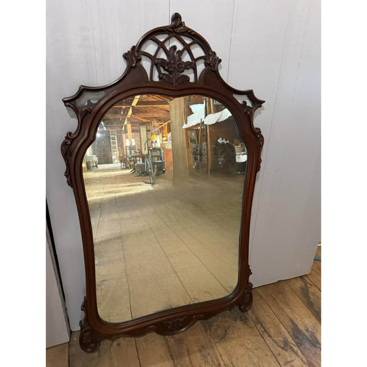 Antique french style mahogany wall mirror with beautifully carved flowers