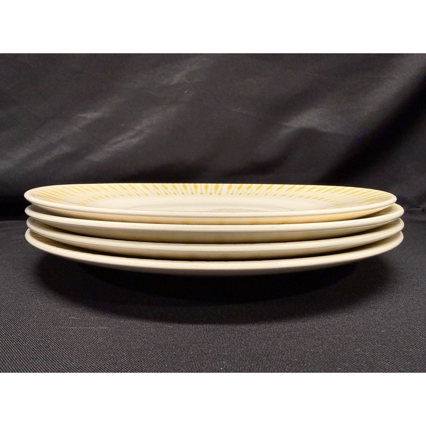 Knowles Fjord by Kalla 10” round Dinner Plates yellow starburst pattern MCM