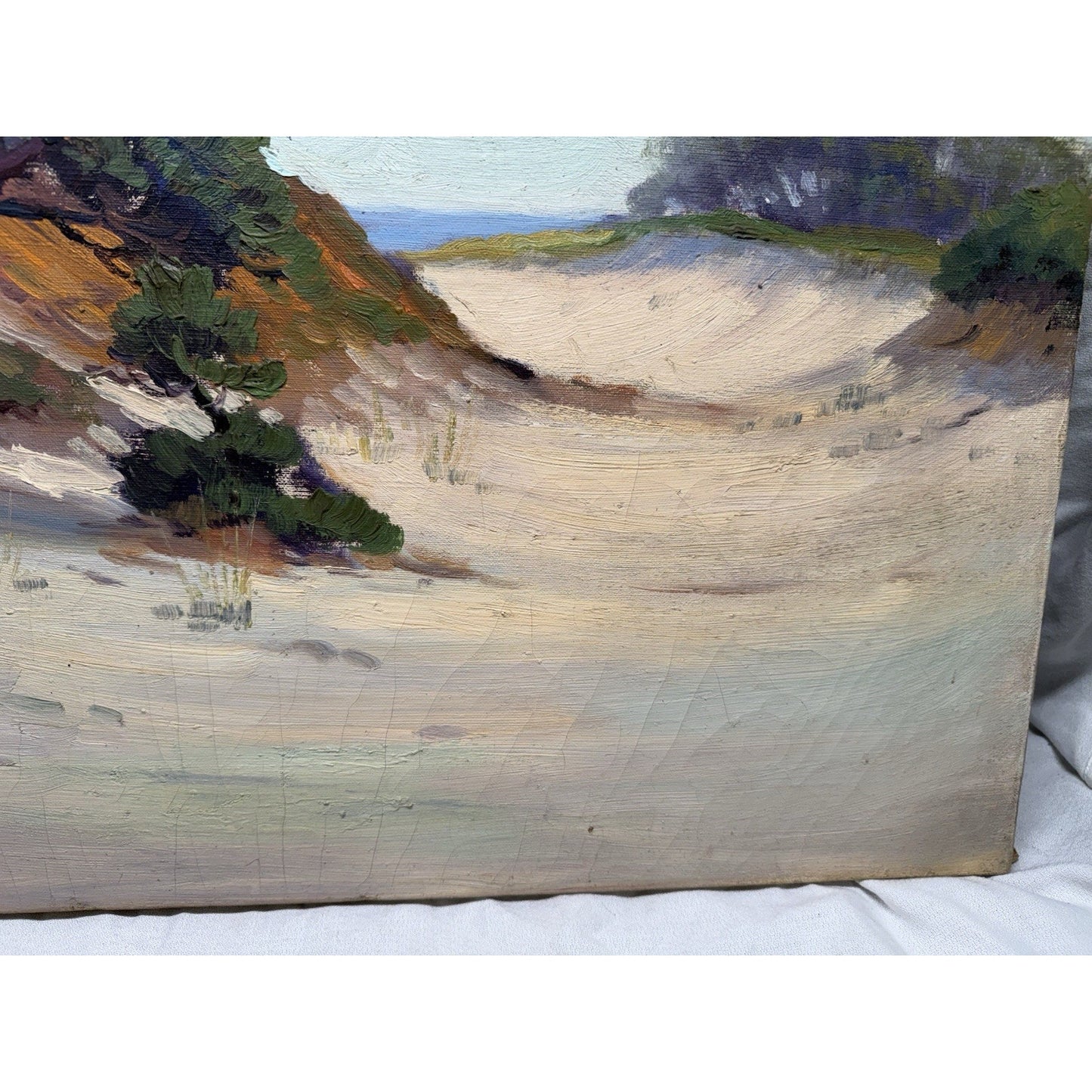 Charles Gordon Harris Vintage 1930’s Oil Painting Coastal Sand Dunes 30” X 25”