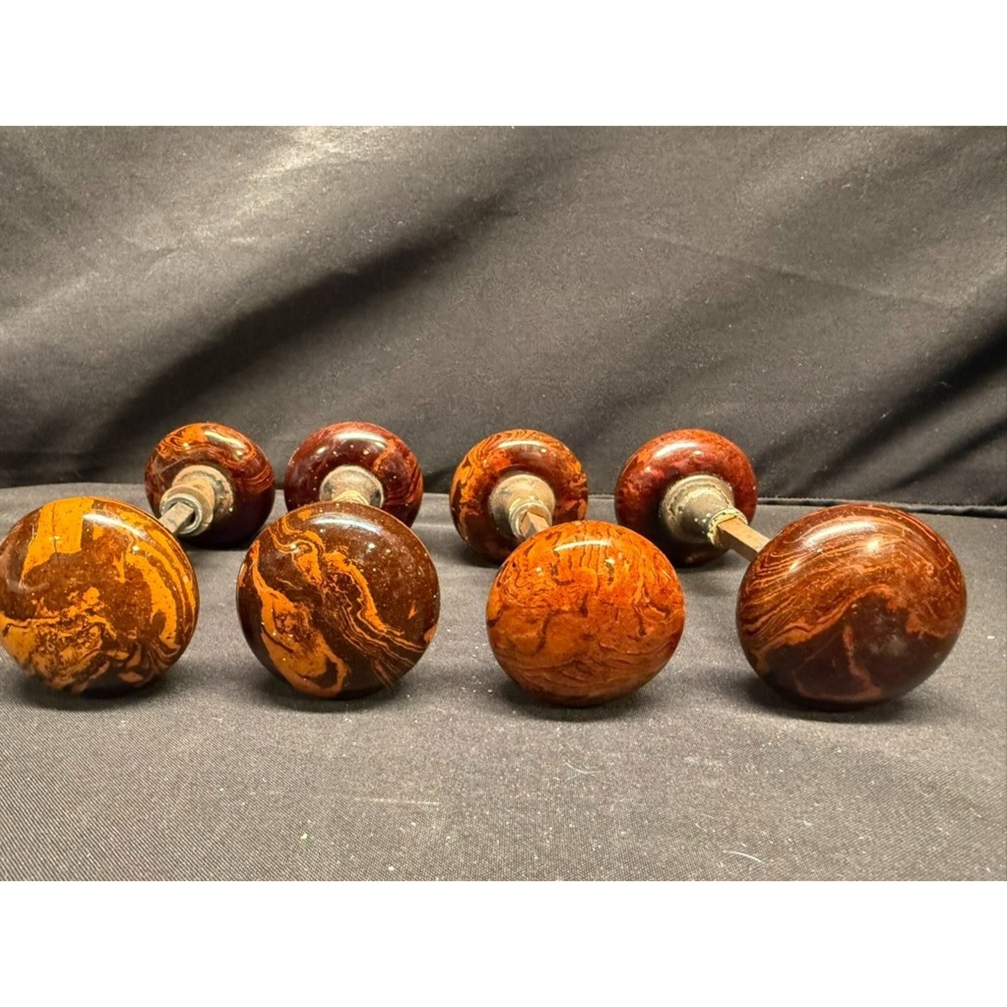 Antique porcelain Bennington marbled brown tiger eye door knob- Buy 1 or 4 pairs