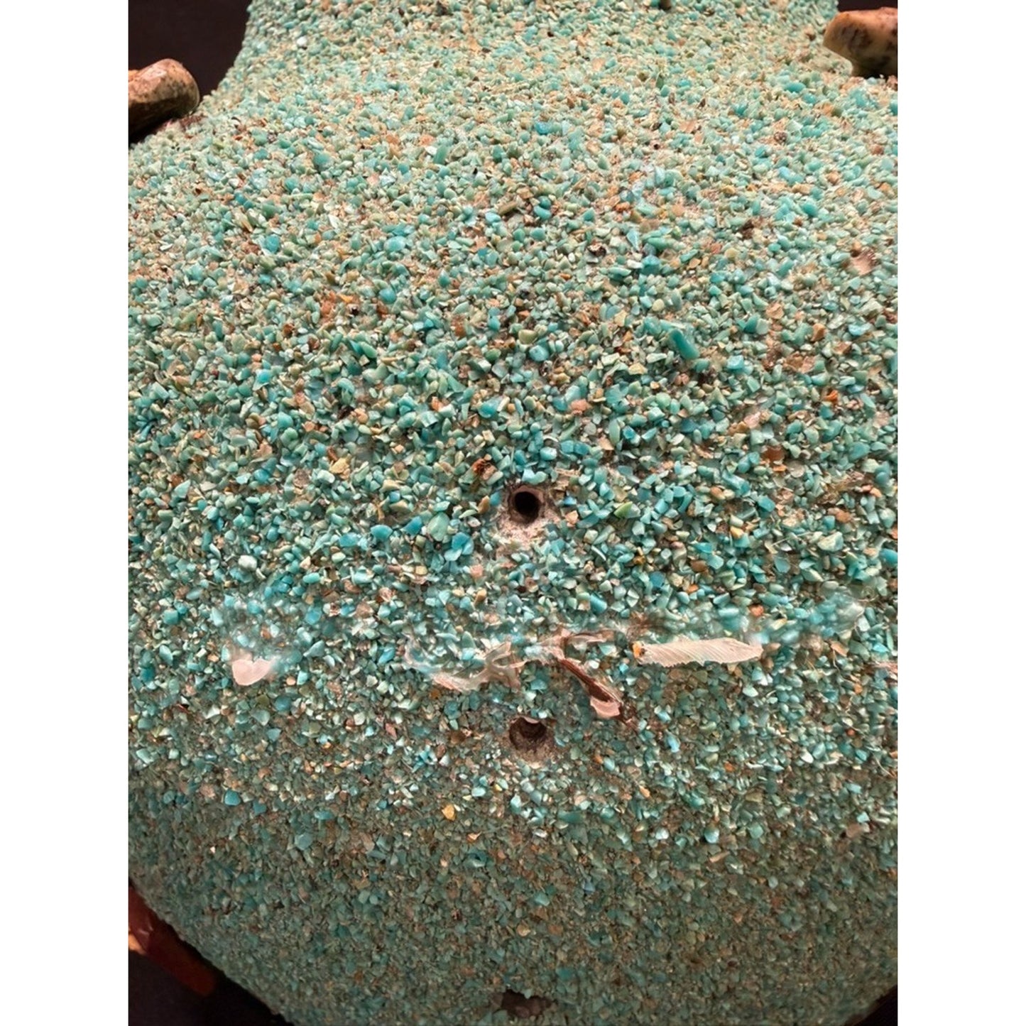 Vintage zuni large fetish pot/jar crushed turquoise 8.5" tall signed by artist