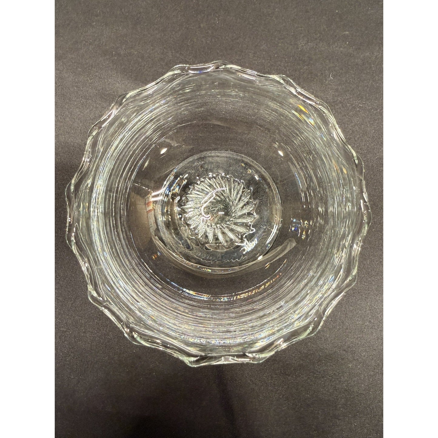 Set Of 4 Dema wave Florentine clear Glass dessert Dishes sherbet glasses 4.25”