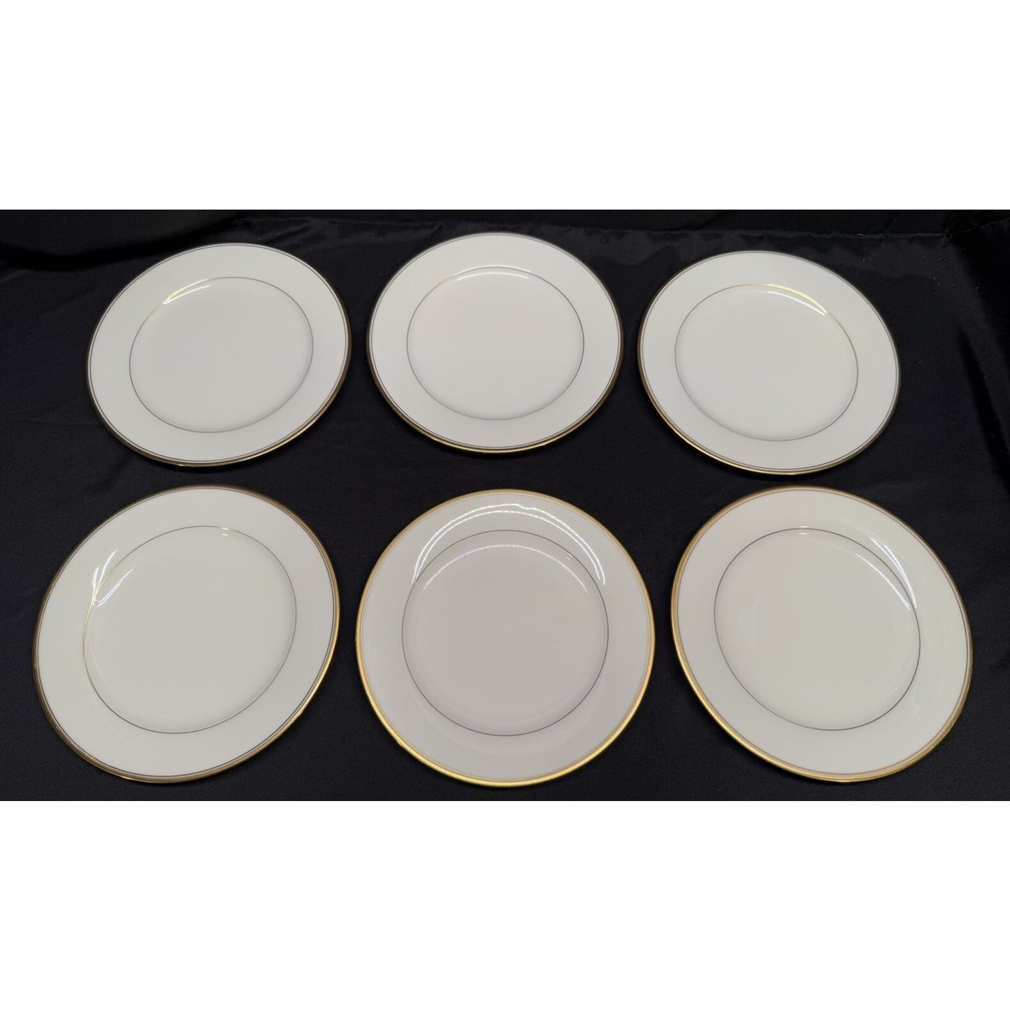 Set 6 Vintage Noritake Ivory China Linton 8.25” Round Salad Plates Gold Rimmed