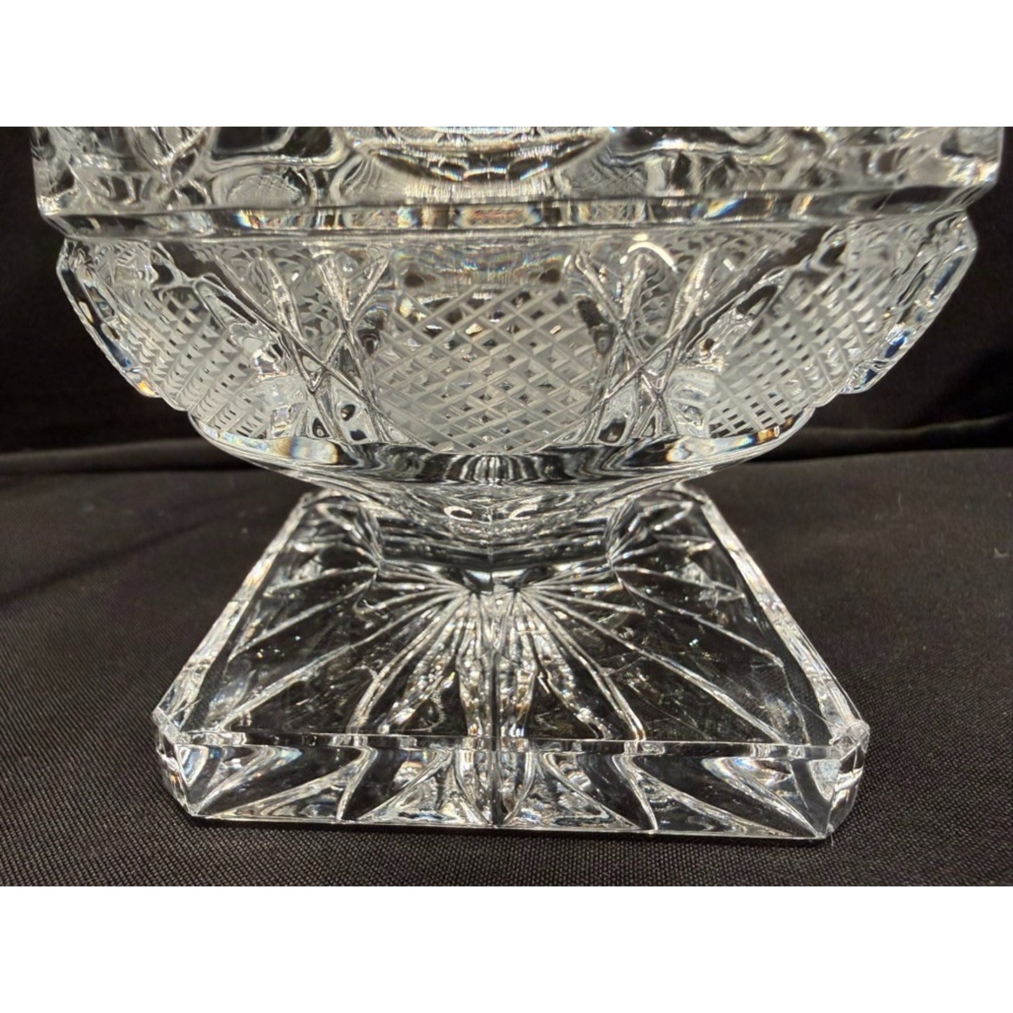 Vintage Bohemia Crystal Pedestal Candy Dish/ Centerpiece Dish square base 5.5"