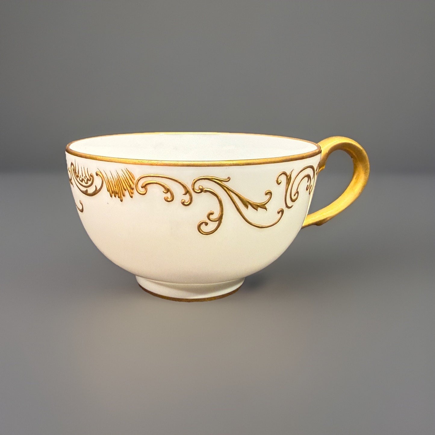 Antique Dore a Sevres Gold Gilded Encrusted Swirl tea Cup & Saucer France -READ