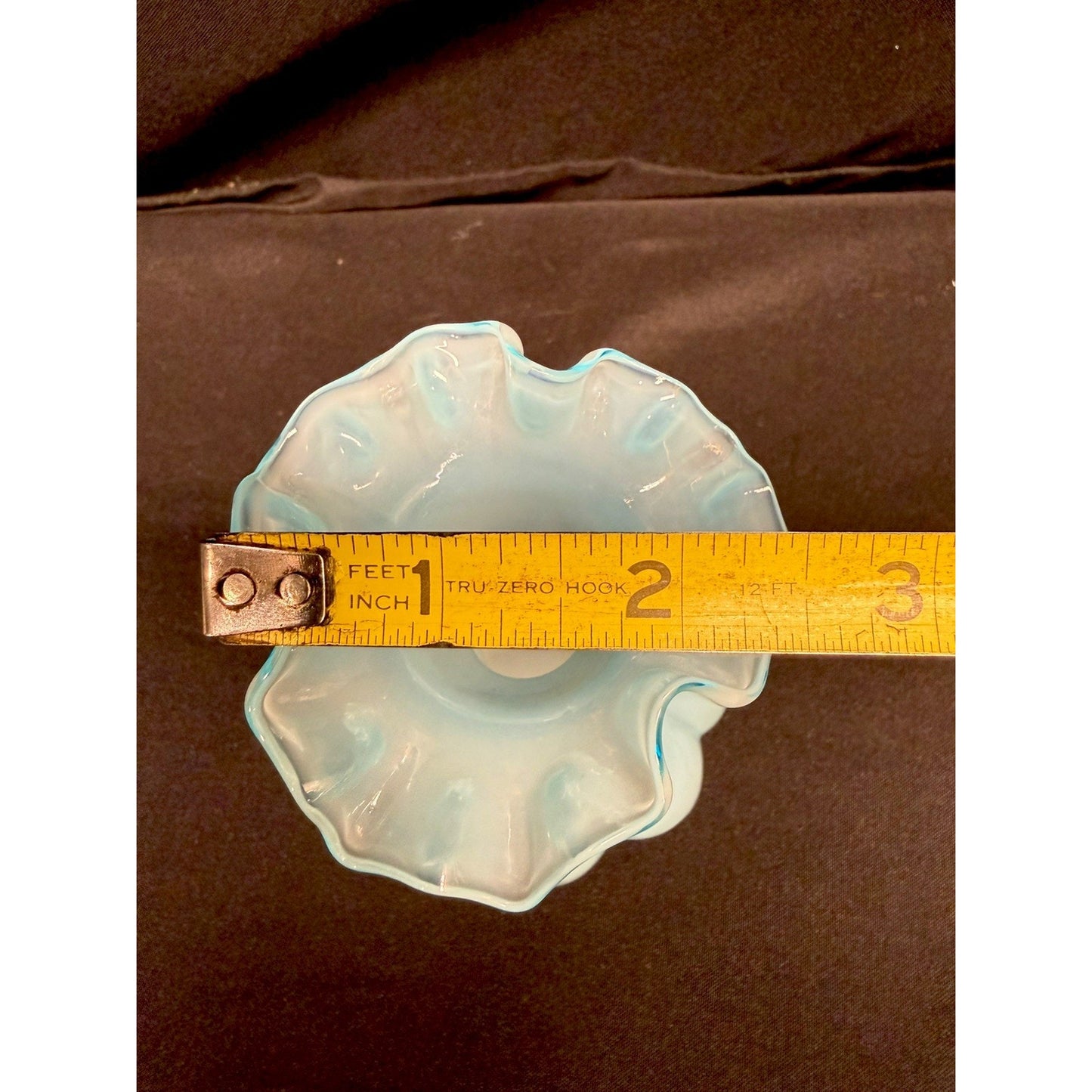 Fenton baby Blue mid century Melon Vase scalloped ruffled top 4.5 inch vintage