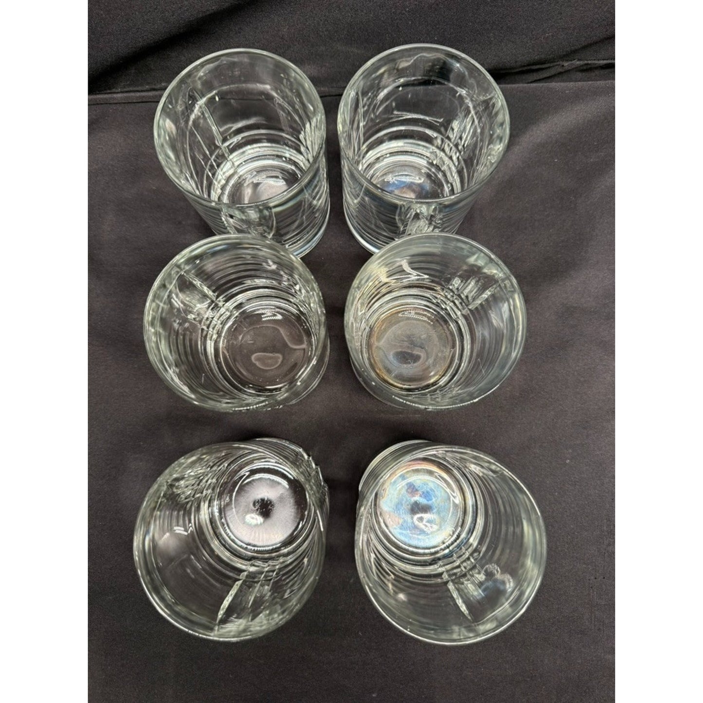 Set of 6 clear old fashioned whisky rocks glasses 4" small tumblers round USA