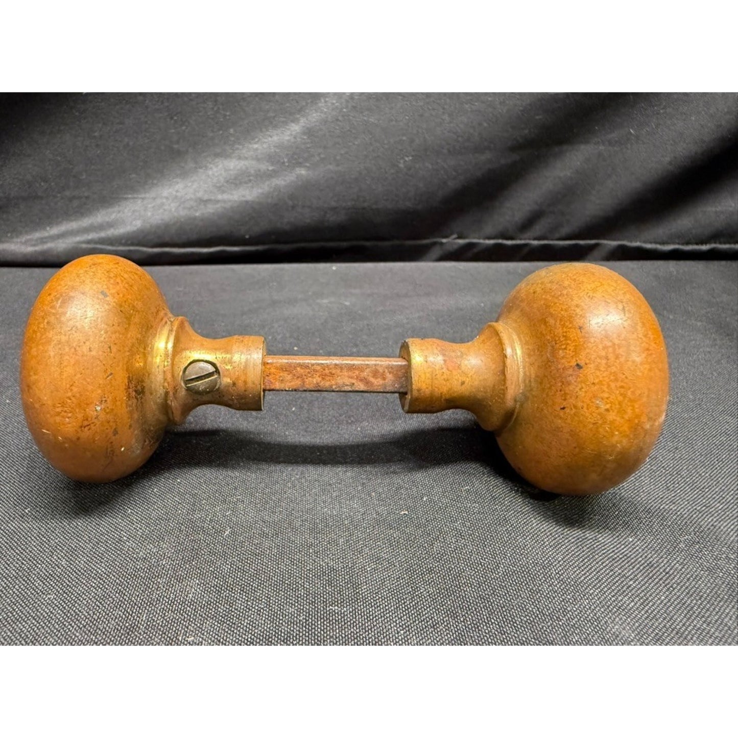 Antique Brass Door Knob Set with Spindle 2 inch knobs architectural salvage