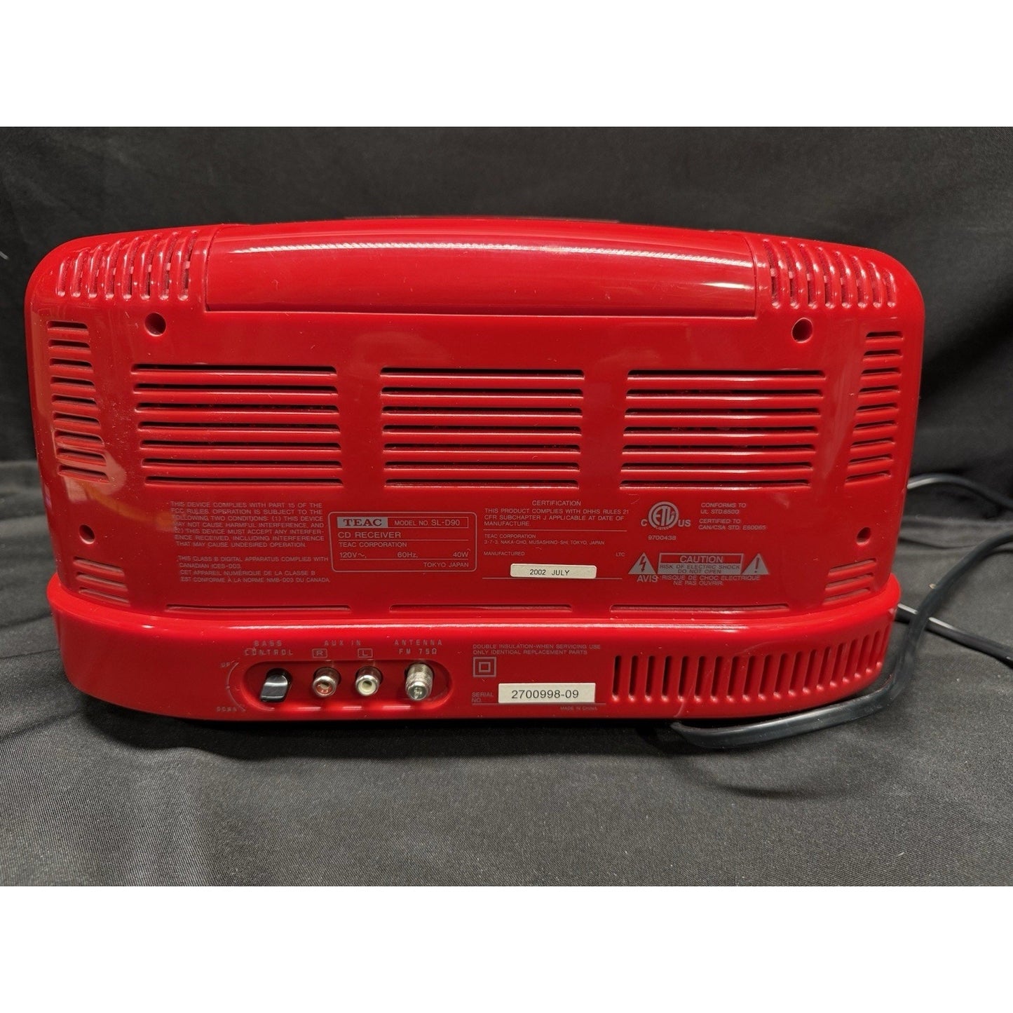Vintage red Teac AM FM radio CD player alarm clock retro style tested works