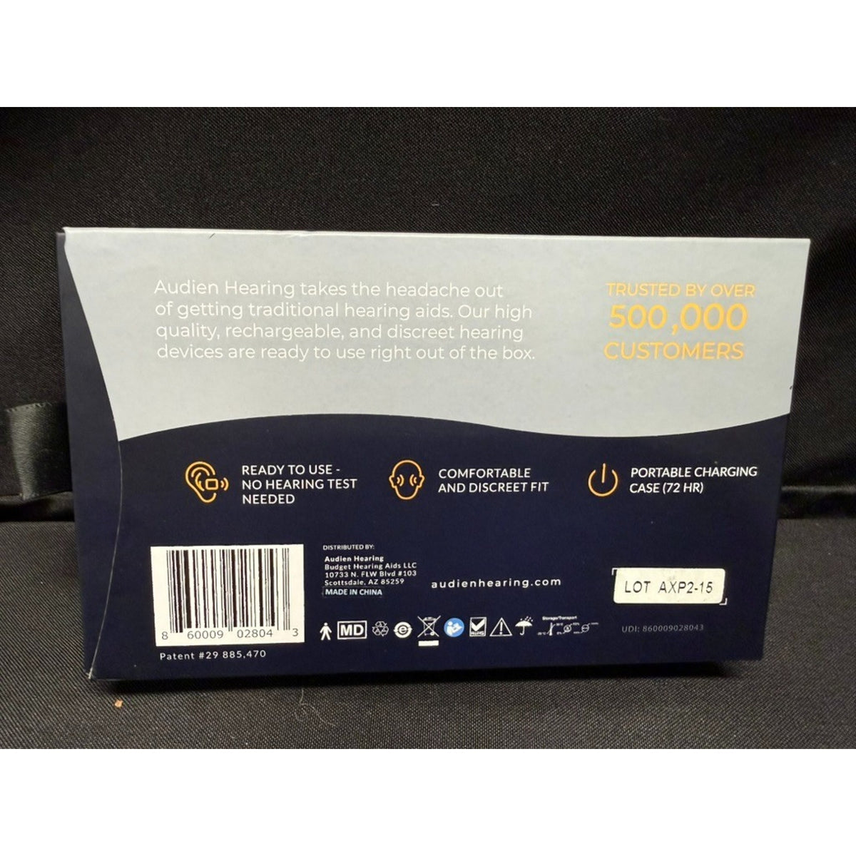 Audien Atom Pro 2 Wireless Rechargeable OTC Hearing Aids- open box