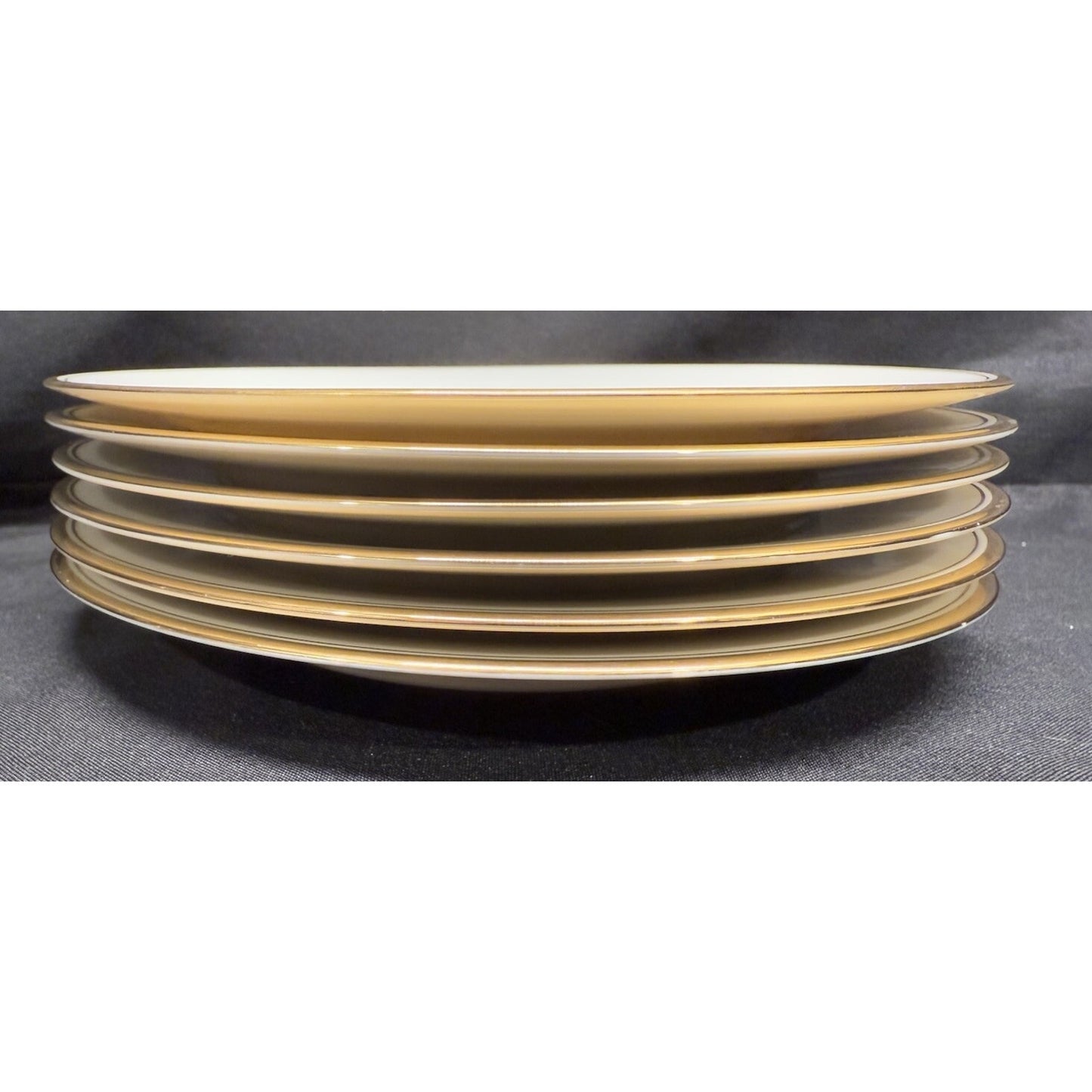 Set 6 Vintage Noritake Ivory China Linton 8.25” Round Salad Plates Gold Rimmed