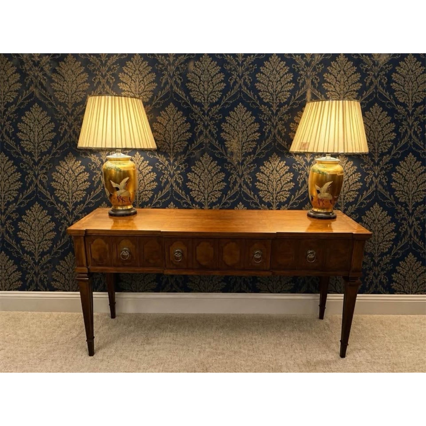 Vintage thomasville inlaid mahogany console table/sofa table/buffet