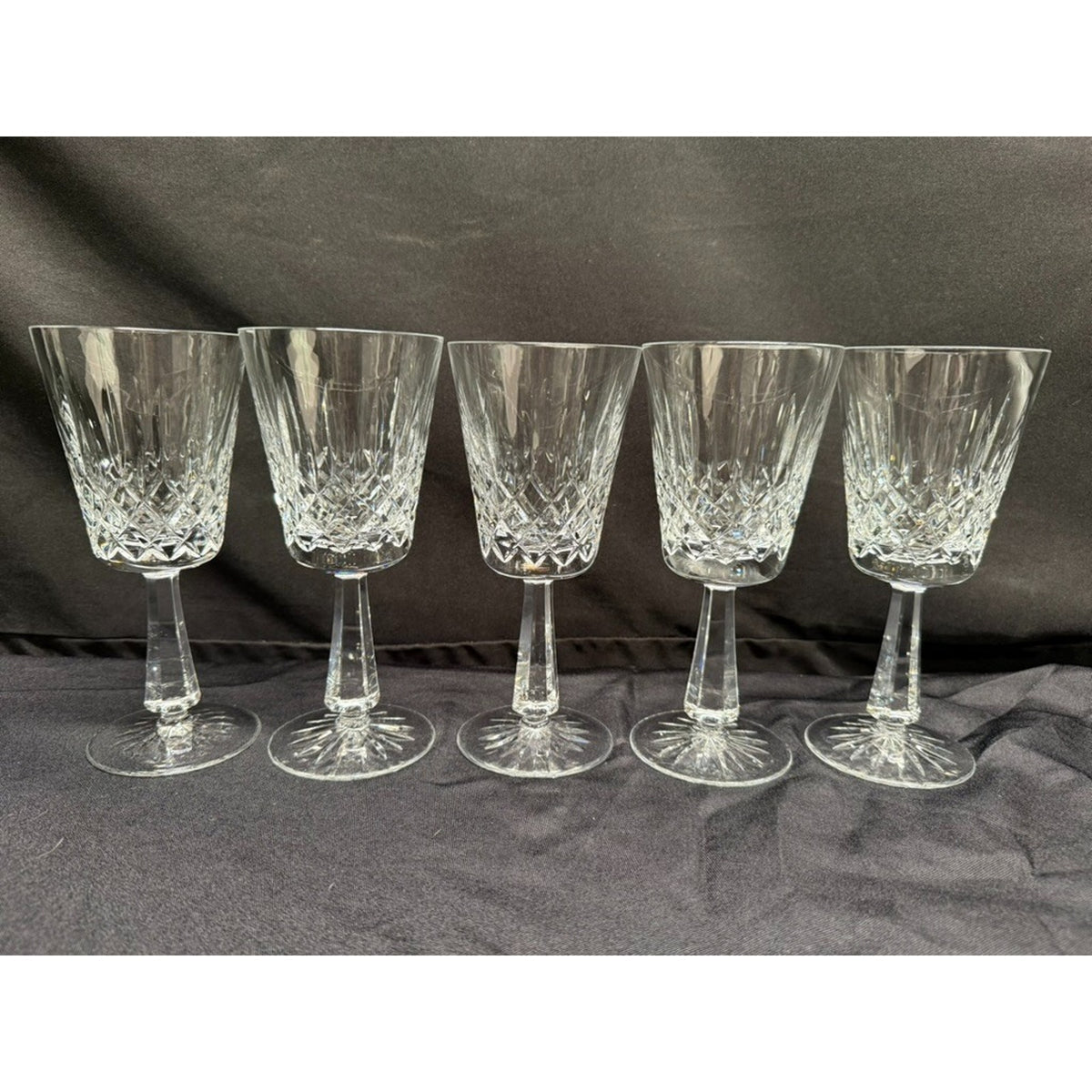 Set of 5 Galway Clifden Pattern Clear Crystal Wine Glasses /goblet Vintage 7.75"